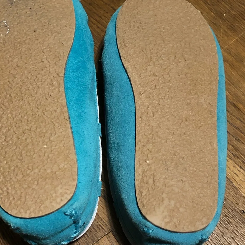 Minnetonka Kids Cassie Turquoise Unicorn Slippers Size 3